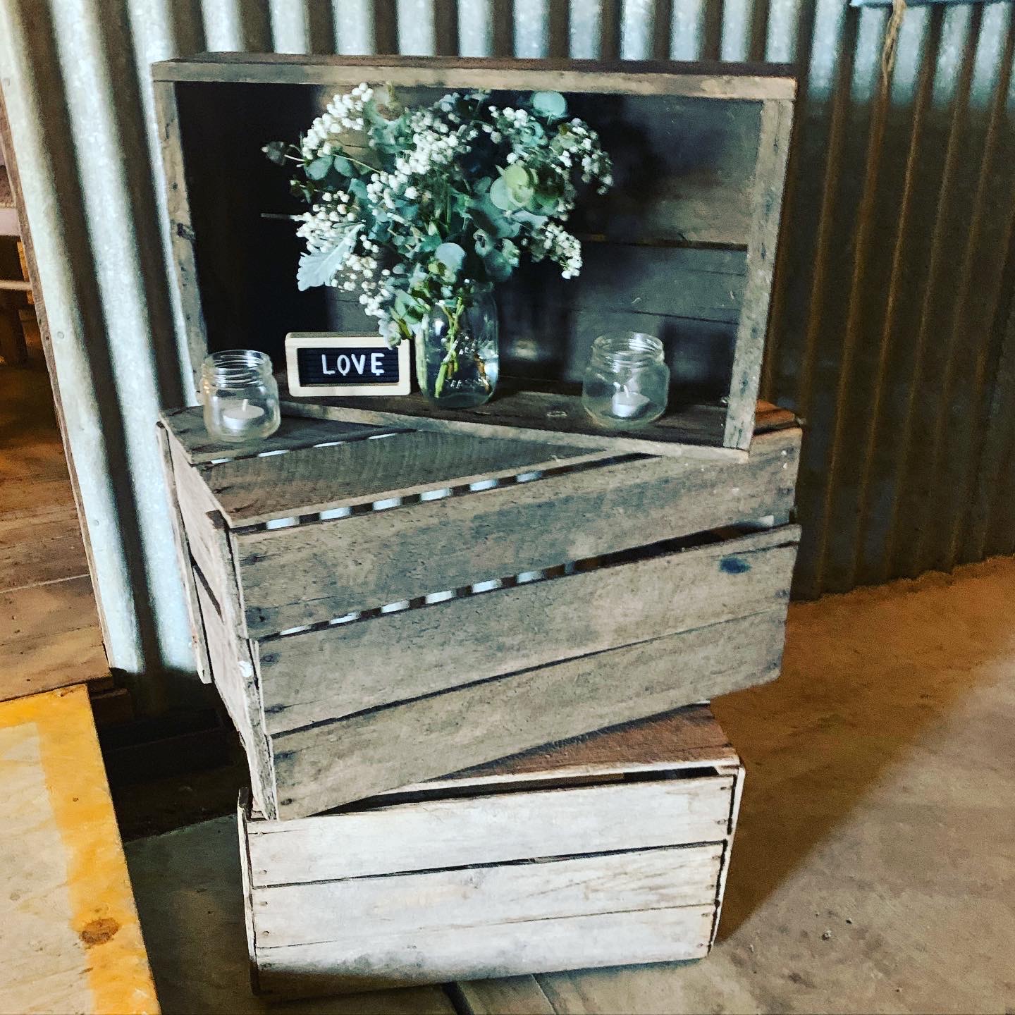 Timber crate and signage detail
